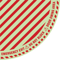 "Emergency Exit" Quarter Circle Swing Door Floor Sign, Adhesive, English with Pictogram Helyx Safety & Industrial Supplies