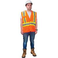 CSA-Compliant High-Visibility Surveyor Vest, High Visibility Orange, Medium, Polyester Helyx Safety & Industrial Supplies