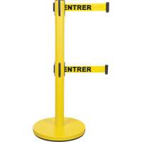 Barri&egrave;re pour le contr&ocirc;le des foules &agrave; courroie double, Acier, 35" h, Ruban Jaune, Longueur du ruban 7' Helyx Safety & Industrial Supplies