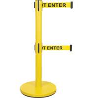 Barri&egrave;re pour le contr&ocirc;le des foules &agrave; courroie double, Acier, 35" h, Ruban Jaune, Longueur du ruban 7' Helyx Safety & Industrial Supplies