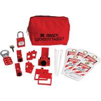 Trousse de cadenassage et d&eacute;tiquetage &eacute;lectrique avec cadenas de s&eacute;curit&eacute; en nylon dans une pochette, Type Disjoncteur Helyx Safety & Industrial Supplies