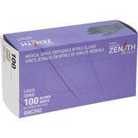 Gants jetables de calibre m&eacute;dical, Grand, Nitrile, 6 mils, Sans poudre, Noir, Classe 2 Helyx Safety & Industrial Supplies