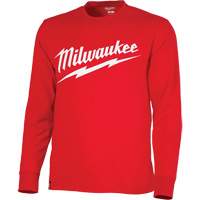 Chandail &agrave; manches longues tr&egrave;s r&eacute;sistant avec logo Milwaukee, Hommes, Petit, Rouge Helyx Safety & Industrial Supplies
