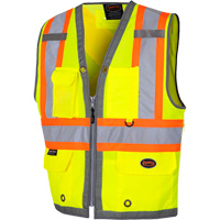 6673 Mesh-Back Zip-Front Surveyor's Vest, High Visibility Lime-Yellow, Small, Polyester Helyx Safety & Industrial Supplies