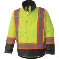 5401 Veste de s&eacute;curit&eacute; imperm&eacute;able 300D Trilobal antid&eacute;chirure, Polyester, Noir/Jaune lime haute visibilit&eacute;, T-petit Helyx Safety & Industrial Supplies