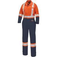 5514WBB Women's 2-Tone Safety Coveralls, X-Small, High Visibility Orange/Navy Blue Helyx Safety & Industrial Supplies