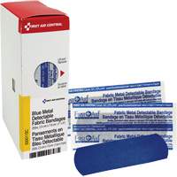 Fabric Blue Detectable Bandages, Rectangular/Square, 1", Fabric Metal Detectable, Sterile Helyx Safety & Industrial Supplies