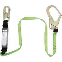 SA-5402-4 Shock Absorbing Lanyard, 4', Rebar Hook Center, Snap Hook Leg Ends, Polyester Helyx Safety & Industrial Supplies