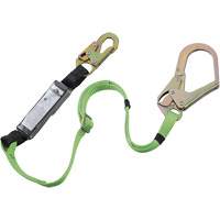 SA-5402-6A Shock Absorbing Lanyard, 6', Rebar Hook Center, Snap Hook Leg Ends, Polyester Helyx Safety & Industrial Supplies