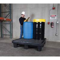 Ultra-Spill Pallet mod&egrave;le &eacute;conomique, 4 barils, Capacit&eacute; de d&eacute;versement 66 gal. US, 53" x 53" x 11,8" Helyx Safety & Industrial Supplies