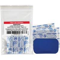 Blue Adhesive Bandages, Rectangular/Square, 3", Fabric Metal Detectable, Non-Sterile Helyx Safety & Industrial Supplies