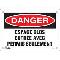 Enseigne  Espace clos , 7" x 10", Plastique, Français Helyx Safety & Industrial Supplies