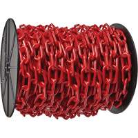Chaîne de s&eacute;curit&eacute; en plastique robuste, Rouge, Maillon de 2", 100' de long Helyx Safety & Industrial Supplies