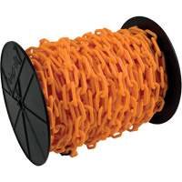 Chaîne de s&eacute;curit&eacute; en plastique robuste, Orange, Maillon de 2", 100' de long Helyx Safety & Industrial Supplies
