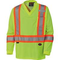 6985 Chandail de s&eacute;curit&eacute; &agrave; manches longues pour circulation en micromaille, Petit, Jaune lime haute visibilit&eacute; Helyx Safety & Industrial Supplies