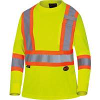 6969 Chandail de s&eacute;curit&eacute; &agrave; manches longues en il-de-perdrix pour femme, Polyester, T-petit, Jaune lime haute visibilit&eacute; Helyx Safety & Industrial Supplies