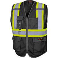 6959BK Veste de s&eacute;curit&eacute; haute visibilit&eacute; en tricot chaîne avec fermeture &agrave; glissi&egrave;re, Noir, T-petit, Polyester Helyx Safety & Industrial Supplies