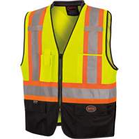 6895 Veste de s&eacute;curit&eacute; haute visibilit&eacute; bicolore avec fermeture &agrave; glissi&egrave;re sur tout le devant, Noir/Jaune lime haute visibilit&eacute;, 2T-Grand/3T-Grand, Polyester Helyx Safety & Industrial Supplies