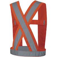 5491 High-Visibility 4" Wide Adjustable Safety Sash, Meets/Exceeds CSA Z96 Class 2 - Level 2, High Visibility Orange, Silver Reflective Colour, One Size Helyx Safety & Industrial Supplies