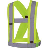 5493 High-Visibility 4" Wide Adjustable Safety Sash, Meets/Exceeds CSA Z96 Class 2 - Level 2, High Visibility Lime-Yellow, Silver Reflective Colour, One Size Helyx Safety & Industrial Supplies