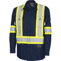 7742SF FR-TECH&reg; High-Visibility 88/12 Arc-Rated Safety Shirt, Small, Navy Blue Helyx Safety & Industrial Supplies