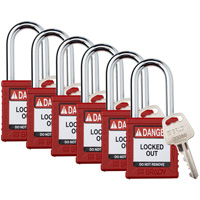 Cadenas de verrouillage Velocity, Rouge, Cl&eacute;s diff&eacute;rentes, Nylon, Largeur de 1-1/2" Helyx Safety & Industrial Supplies