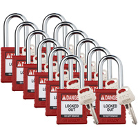 Cadenas de verrouillage Velocity, Rouge, Cl&eacute;s diff&eacute;rentes, Nylon, Largeur de 1-1/2" Helyx Safety & Industrial Supplies