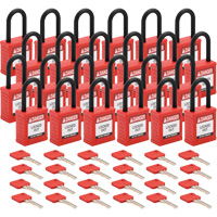 Cadenas de verrouillage Velocity, Rouge, Cl&eacute;s diff&eacute;rentes, Nylon, Largeur de 1-1/2" Helyx Safety & Industrial Supplies