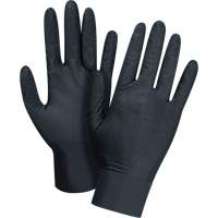 Gants d'examen de poids lourd &agrave; prise tactile, Grand, Nitrile, 8 mils, Sans poudre, Noir, Classe 2 Helyx Safety & Industrial Supplies