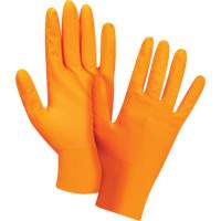 Gants d'examen de poids lourd &agrave; prise tactile, Petit, Nitrile, 8 mils, Sans poudre, Orange, Classe 2 Helyx Safety & Industrial Supplies