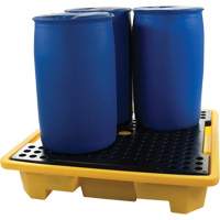 Palette de d&eacute;versements pour quatre barils, Capacit&eacute; de d&eacute;versement 66 gal. US, 57,5" x 57,5" x 12" Helyx Safety & Industrial Supplies