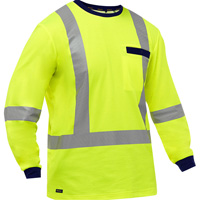 Bisley&reg; X-Back Long Sleeve Shirt, Poly-Cotton, Small, High Visibility Lime-Yellow Helyx Safety & Industrial Supplies