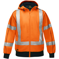 Bisley&reg; X-Back Full Zip Hooded Sweatshirt with Sherpa Lining, Small, High Visibility Orange Helyx Safety & Industrial Supplies