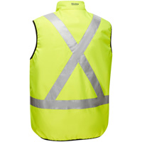Veste bouffante r&eacute;versible avec X au dos Bisley, Jaune lime haute visibilit&eacute;, Petit, Polyester Helyx Safety & Industrial Supplies