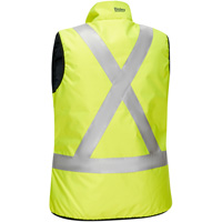 Veste bouffante, enveloppante et r&eacute;versible avec X au dos Bisley pour femmes, Jaune lime haute visibilit&eacute;, Petit, Polyester Helyx Safety & Industrial Supplies
