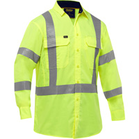 Chemise de travail &agrave; manches longues et X au dos Bisley avec X-Airflow, Poly-coton, Petit, Jaune lime haute visibilit&eacute; Helyx Safety & Industrial Supplies