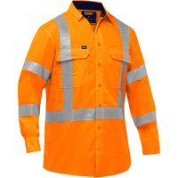 Chemise de travail &agrave; manches longues et X au dos Bisley avec X-Airflow, Poly-coton, Petit, Orange haute visibilit&eacute; Helyx Safety & Industrial Supplies