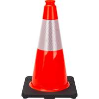 C&ocirc;ne de signalisation de premi&egrave;re qualit&eacute;, 18", Orange, Bande(s) r&eacute;fl&eacute;chissante(s) 6" Helyx Safety & Industrial Supplies