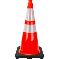 C&ocirc;ne de signalisation de premi&egrave;re qualit&eacute;, 28", Orange, Bande(s) r&eacute;fl&eacute;chissante(s) 4" & 6" Helyx Safety & Industrial Supplies