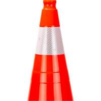 C&ocirc;ne de signalisation de premi&egrave;re qualit&eacute;, 28", Orange, Bande(s) r&eacute;fl&eacute;chissante(s) 4" Helyx Safety & Industrial Supplies