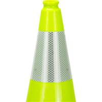 C&ocirc;ne de signalisation de premi&egrave;re qualit&eacute;, 18", Vert lime, Bande(s) r&eacute;fl&eacute;chissante(s) 6" Helyx Safety & Industrial Supplies