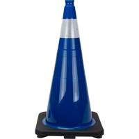 C&ocirc;ne de signalisation de premi&egrave;re qualit&eacute;, 28", Bleu, Bande(s) r&eacute;fl&eacute;chissante(s) 4" Helyx Safety & Industrial Supplies