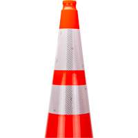 C&ocirc;ne de signalisation de premi&egrave;re qualit&eacute;, 36", Orange, Bande(s) r&eacute;fl&eacute;chissante(s) 4" & 6" Helyx Safety & Industrial Supplies