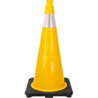 C&ocirc;ne de signalisation de premi&egrave;re qualit&eacute;, 28", Jaune, Bande(s) r&eacute;fl&eacute;chissante(s) 4" Helyx Safety & Industrial Supplies