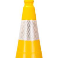 C&ocirc;ne de signalisation de premi&egrave;re qualit&eacute;, 28", Jaune, Bande(s) r&eacute;fl&eacute;chissante(s) 4" Helyx Safety & Industrial Supplies