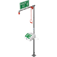 Douche combin&eacute;e avec cuvette ferm&eacute;e en ABS et entr&eacute;e inf&eacute;rieure, Socle Helyx Safety & Industrial Supplies
