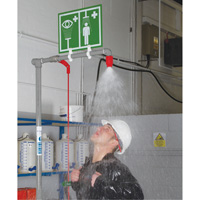 Douche combin&eacute;e avec cuvette ferm&eacute;e en ABS et entr&eacute;e sup&eacute;rieure, Socle Helyx Safety & Industrial Supplies
