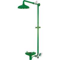 Douche combin&eacute;e pour laboratoire avec cuvette ouverte en ABS, Montage mural Helyx Safety & Industrial Supplies