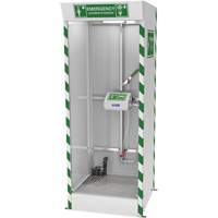 Cabine de douche d'urgence et douche oculaire/faciale couverte avec pompe de puisard Helyx Safety & Industrial Supplies