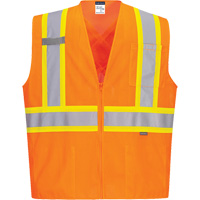 Veste de s&eacute;curit&eacute; &agrave; bandes contrastantes, Orange haute visibilit&eacute;, Petit, Polyester Helyx Safety & Industrial Supplies